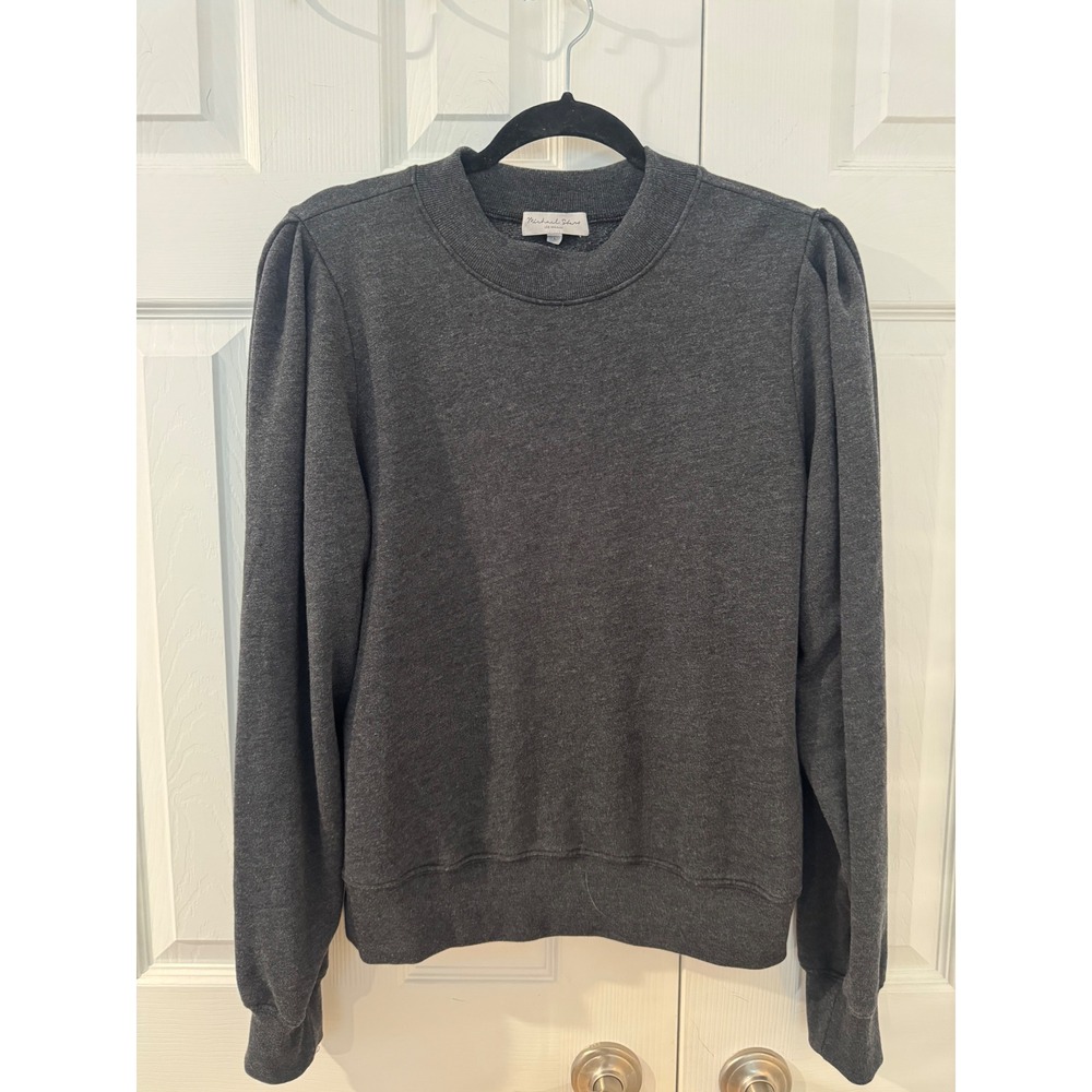 Michael Stars Gray Puff Sleeve Crewneck Sweatshirt Large Made in USA. So soft!